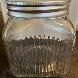 LAST SET ~ FINAL PRICE ✂️  Set of 2 ~ 20oz Wide Mouth Square Ribbed Glass Jars